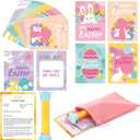 Harloon Easter Games 5 Second Game Cards Set Included 100 Pcs Questions Cards 5 Second Hourglass Drawstring Storage Bag Easter Gifts for Family Adults Spring Birthday Party Supplies