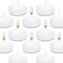 3" White Floating Candles 12 Pack, Unscented & Dripless, Long-Lasting Wax for Wedding, Party, Holiday, Home Decor, Romantic Centerpieces, Valentine's Day, Christmas & Pool Decoration