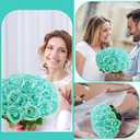 72 Pcs Artificial Roses Turquoise Fake Silk Roses Realistic Roses Faux Flower Indoor Wedding Home Decor, Birthday Decorations