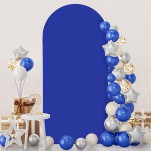 Blue Wedding Arch Cover Arch Backdrop Stand Cover 6.6FT Arch Wall Backdrop Cover Fitted Spandex Arch Cover Fabric Round Top Chiara Wedding Arch Cover for Happy Birthday Gender Reveal Garden Decoration