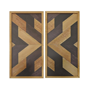 Aztec Wall Decor Set – Wooden Western Wall Art, Framed Boho Rustic Native American Wall Hangings, Vintage Navajo Tribal Decorations for Modern Bedroom or Country Living Room 20.86*9.84*0.59in