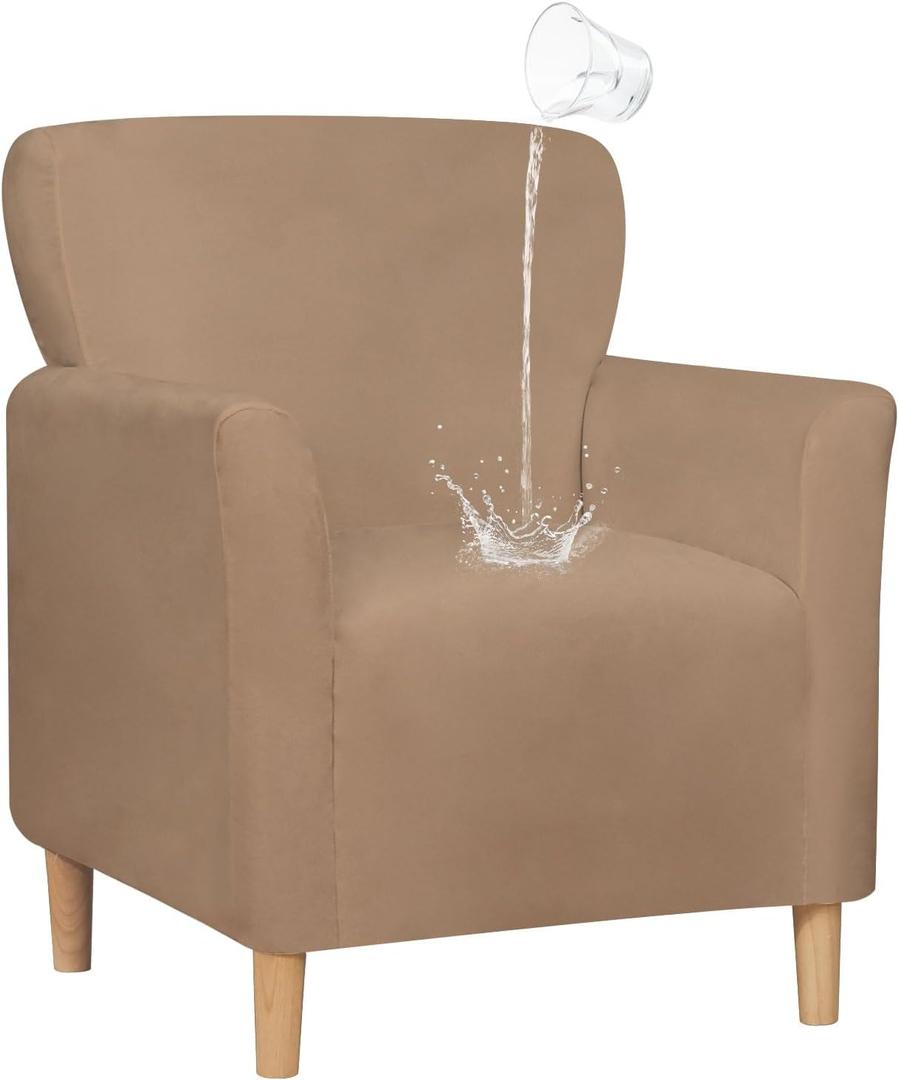 NICEEC Spandex Stretch Accent Chair Covers Armchair Super Soft Modern Banquet Arm Chair Cover Water Repellent Mid Century Armchair Slipcovers Furniture Protector for Living Room Office Reading, Fits to Chair Length: 25-33in; Width: 25-33n; Height: 27-34in, Coffee