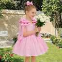 KLFFLGID Girls Satin Flower Girl Dress for Wedding Tulle Ball Gown Sleeveless Princess Party Dress for Birthday (Purple)