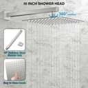 FPXRNG Shower Faucet Set Bathroom Square Rain Shower Head and Handle Set, Wall Mounted Shower Fixtures, Full Metal Trim Repair Kit 10 inch Brushed Nickel (With Shower Valve)