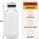 16 oz Glass Juice Bottles with Lids,Sqaure Juicing Bottles Reusable Glass Drinking Jars Set of 10,Empty 500ml Juice Containers Glass Bottles for Smoothies,Water,Kombucha