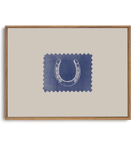 Rustic Horseshoe Digital Download Wall Art Denim Patch Lucky Horseshoe Printable