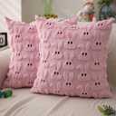DFXSZ Easter Pillow Covers 16x16 inch Set of 2 Easter Decoration Pink Rabbit Soft Plush Faux Fur Jacquard Throw Pillows for Bedroom Sofa Holiday Festivals Home Decor FHJ-07B16 (16" x 16" (Pack of 2))