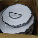 Contemporary White/Black Rim Combo Plates 7.5" & 10.5" Case of 128 (4 packs x 32)