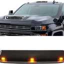 HECASA LED Cab Roof Lights Compatible with 2015-2019 Chevrolet Silverado Sierra 2500 HD 3500 HD Replacement for 23463750 22794642 Cab Marker Top Clearance Marker Running Lights Smoke Lens Amber Light