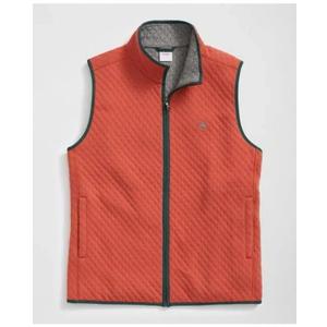 Diamond-quilted Zip Vest In Cotton Blend In Orange/Grey, Large