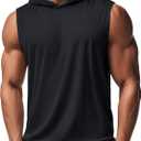 MAGCOMSEN Mens Tank Top Sleeveless Hoodie Cotton T-Shirt Summer Casual Shirt Muscle Tee (Black, L)
