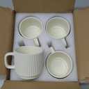 Stackable Coffee Mugs Set of 4, 7 OZ Espresso Ceramics Cups for Latte Cappuccino Cocoa with Handle, Beige (White)