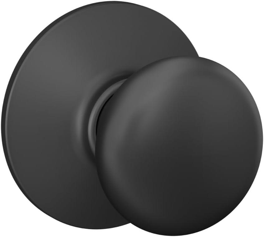 Schlage F10 PLY 622 Plymouth Door Knob, Hall & Closet Passage Lock, Matte Black