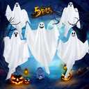 27.5" Hanging Ghosts Halloween Decor - 5 Pack Outdoor Decorations, Cute Flying Party Decorations for Front Porch, Tree, Patio, Yard, Lawn Garden, and Holiday Decor