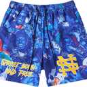 GORGLITTER Men's Y2k Graphic Shorts Casual Summer Workout Gym Elastic Waist Distressed Drippy Track Shorts Streetwear, Size XL