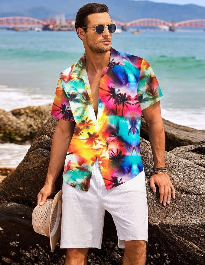 Family Hawaiian Matching Outfits Mommy Dad and Me Beach Shirt Tropical Flower Short Sleeve Button Down Tops 110