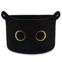 Cute Cat Toy Basket, Large Cotton Rope Toy Bin Box for Cats Bin | Oval Baby 0rganize Blanket Shower Hamper with Handles, Decorative Storage Cat Bin, Halloween Decor,13"D x 8"H IN