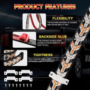 OJJ 2026 New Tailgate Light Bar 60 Inch Triple Row Tail Light bar 233