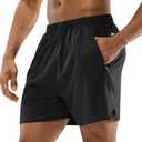 MIER Men's Workout Running Shorts Quick Dry Active 5 Inches Shorts with Pockets, Lightweight, Breathable (Medium, Black With Zipper)