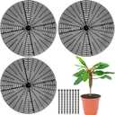 Sawysine 3 Pcs Plant Pot Cover Plant Protector from Animal Flower Pot Grid with Center Cutout Flower Cover Soil Protectors(Black,20.5 in)