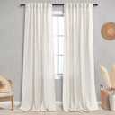 KOUFALL 92 Inch Curtains for Living Room 2 Panels Set,Light Filtering Farmhouse Boho Linen Semi Sheer Curtain Drapes 92 Inches Long for Bedroom,Cream Ivory (Natural)
