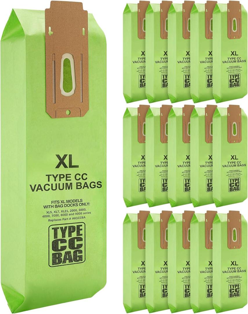 16 Packs Vacuum Bags for Oreck Type CC, Compatible with All Oreck XL Upright Vacuum Cleaner - Replaces Part # CCPK8DW (Green)