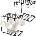 Hedume 2 Pack Metal Wire Tree Stand for Mug, Countertop or Pantry Vintage Metal Mug Rack Holder for Counter 6 Hooks Coffee Cup Display Hanger Rack Organizer