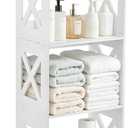 4-Tier Small Bathroom Storage Corner Shelf, Waterproof PVC Narrow Floor Stand, White Floor Freestanding Organizer for Bathroom, Living Room, Kitchen, Hallway, Toilet Side, Small Space