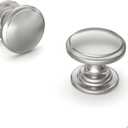 homdiy 5 Pack Brushed Nickel Cabinet Knobs Sliver Round Drawer Knob for Kitchen Cabinets Dresser Drawers Pulls Zinc Hardware Handle (Single Hole)