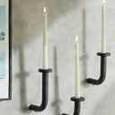 Black Modern Taper Candle Sconces : Set of 3 Iron Minimalist Wall Decor for Living Room - Metal Taper Wall Candle Holder for Home Narrow Corner Hallway