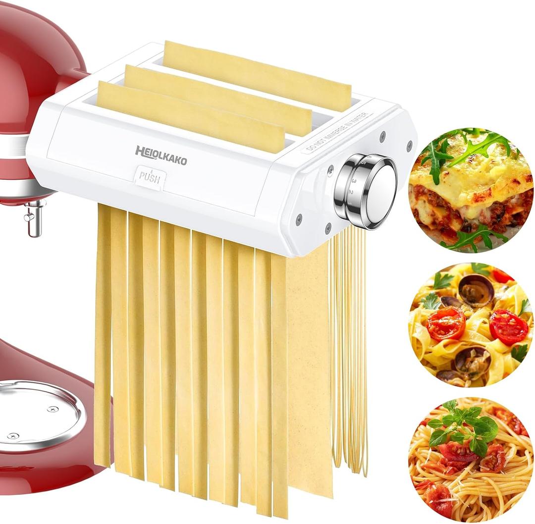 Pasta Attachment for KitchenAid Stand Mixer, 3 in 1 Set Pasta Maker KitchenAid Attachment Includes Spaghetti Cutter, Pasta Sheet Roller and Fettuccine Cutter, Attachment for Kitchen aid Mixers