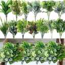 Cindeer 24 Pcs Artificial Flowers Planters for Outdoors, UV Resistant Faux Fake Greenery Plastic Plants Outdoor Indoor for Spring Summer Decors Wedding