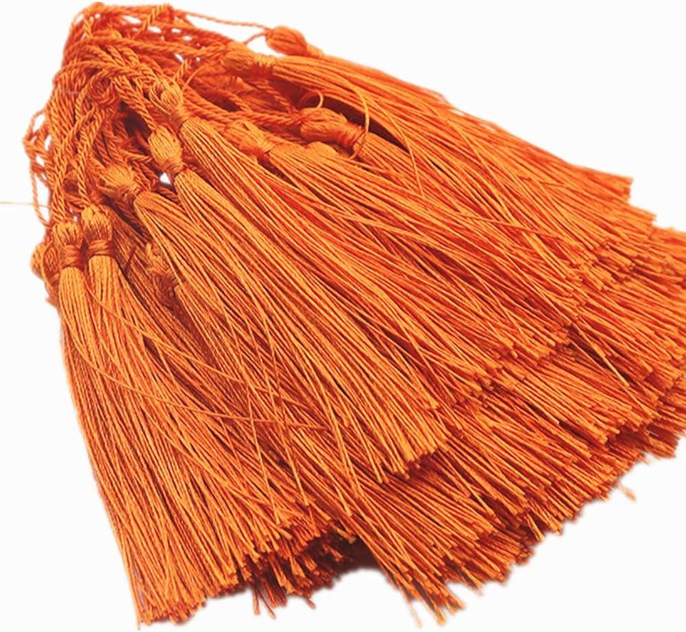 MSCFTFB 120 Pieces 5inch Silk Floss Tassels with Hang Loops Mini Tassels Mala Tassel Kits for Bookmarks Earring Dreamcatcher Jewerly Making Belt Clothing Curtain Decorations (Orange)