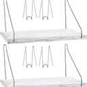Leinuosen 2 Set Fabric Wall Cubicle Hooks Office Cubicle Hanger with Hooks 11.8 Inch Wooden Storage Organizer for Work Picture Home School Office DIY Accessories Decor (White Color)