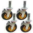 4 PCS 8"x 2" Scaffolding Rubber Caster Wheels with Dual Locking Swivel Caster, 360 Degrees Heavy Duty, 4 Pack