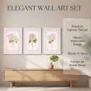 MTFBWY Framed Pink Hydrangea Wall Art Set of 3, Pastel Floral Wall Decor Botanical Canvas Prints, Feminine Flower Pictures for Bedroom, Nursery, or Girl Room 16x24in