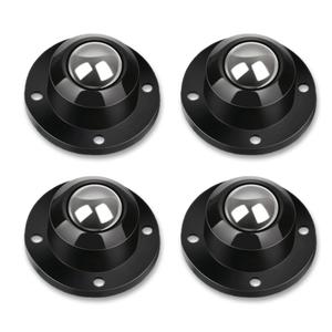 Dear Self Adhesive Caster Wheels for Furniture, Storage Box, Trash Can - Stainless Steel Universal Pulley 360 Degree Rotating Swivel Wheels - 1 Inch Low Profile - Black - 4 Pack