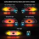 Bike Tail Light with Turn Signals USB Rechargeable Bike Turn Signals 120 Lumens Ultra Bright LED Turn Signals for Bicycle 5 Mode with 10PCS Safety Reflective Tape for Cycling Electronics
