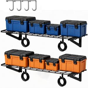 AIRAJ Garage Wall Shelving with 4 Hooks,1x3FT 2Pack,500LBS,Steel