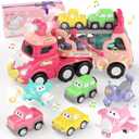 usrela Toys for 2 3 Year Old Girl Truck, 7-in-1 Carrier Truck with Light & Music, Toddler Girl Toys Age 2-4 3-5, Princess Toy Trucks for 2 + 3 + Year Old Girls Birthday, 13.07 x 4.37 x 6.46 inches