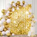 24 Pcs Gold Shimmer Wall Backdrop - 4x6 FT Gold Sequin Wall for Graduation, Anniversary & Engagement Decor