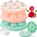 Hsei 2 Pieces 3D Rose Ice Mold 1.4 Inch Silicone Flower Ice Cube Trays Rose Silicone Mold for Freezer Whiskey Cocktails Juice Bourbon Mimosas, Dishwasher Safe, Pink, Green