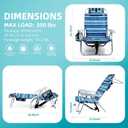 Yestomo Beach Chairs for Adults Heavy Duty, Compact Portable Lay Flat Folding Chair with Backpack Straps and Large Cooler Pouch, Support to 350LBS (Stripes_Blue&Cyan)