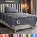Utopia Bedding Twin Size Extra Deep Pocket Sheet Set  Fits Mattresses Up to 21 inches  Cooling, Soft & Breathable  Oeko-Tex 3 Piece Bed Sheets (Grey)