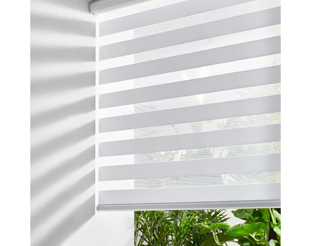 Persilux Cordless Zebra Roller Window Shades Free-Stop Roller Blinds (36" W X 64" H, White) Light Control for Day and Night, Light Filtering Sheer Roler Shades for Windows, Easy to Install