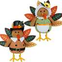 CRCZK Thanksgiving Turkey Decorations for Home Thanksgiving Gnome Plush Tabletop Decor Standing Turkey Decor with Dangling Legs, 2 Pack Plush Stuffed Turkeys Shelf Figurine Gifts