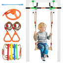 Doorway Swing for Kids & Door Pull Up Bar for Adults - Indoor Kid Swing with 4pcs Accessories - Multi-Function Doorway Gym for Family Fitness & Play (Orange)