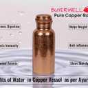 Pure Copper Embossed Water Bottle 17 Oz with Lid Ayurvedic Water Bottle Copper Water Vessel Small Leak Proof Seamless Finish
