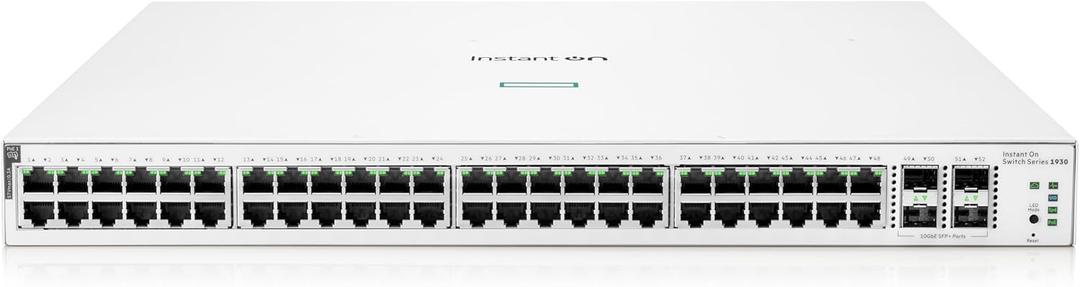 HPE Networking Instant On Switch Series 1930 48-Port Gb Smart-Managed Layer 2+ Ethernet Switch with PoE | 48x 1G | 4X SFP+ | 48x CL4 PoE 370W | US Cord (JL686B#ABA)