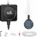 Pawfly Mini Aquarium Air Pump, Ultra Quiet Oxygen Aerator Kit for 1-15 Gallon Fish Tanks with Air Tubing, Air Stone, Check Valve & Suction Cups